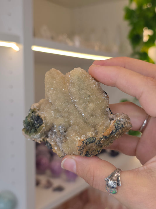Sugary Dogtooth Calcite with Heulandite and Stilbite from Madhya Pradesh, India - Q34