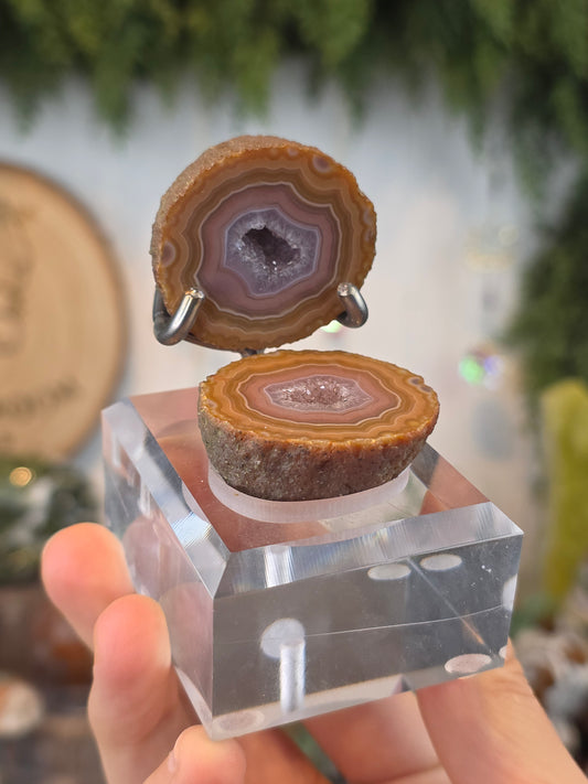 Zhanguo Agate Geode with Custom Stand T
