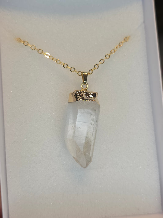 18ct Gold Plated Brazilian Lemurian Quartz Necklace F