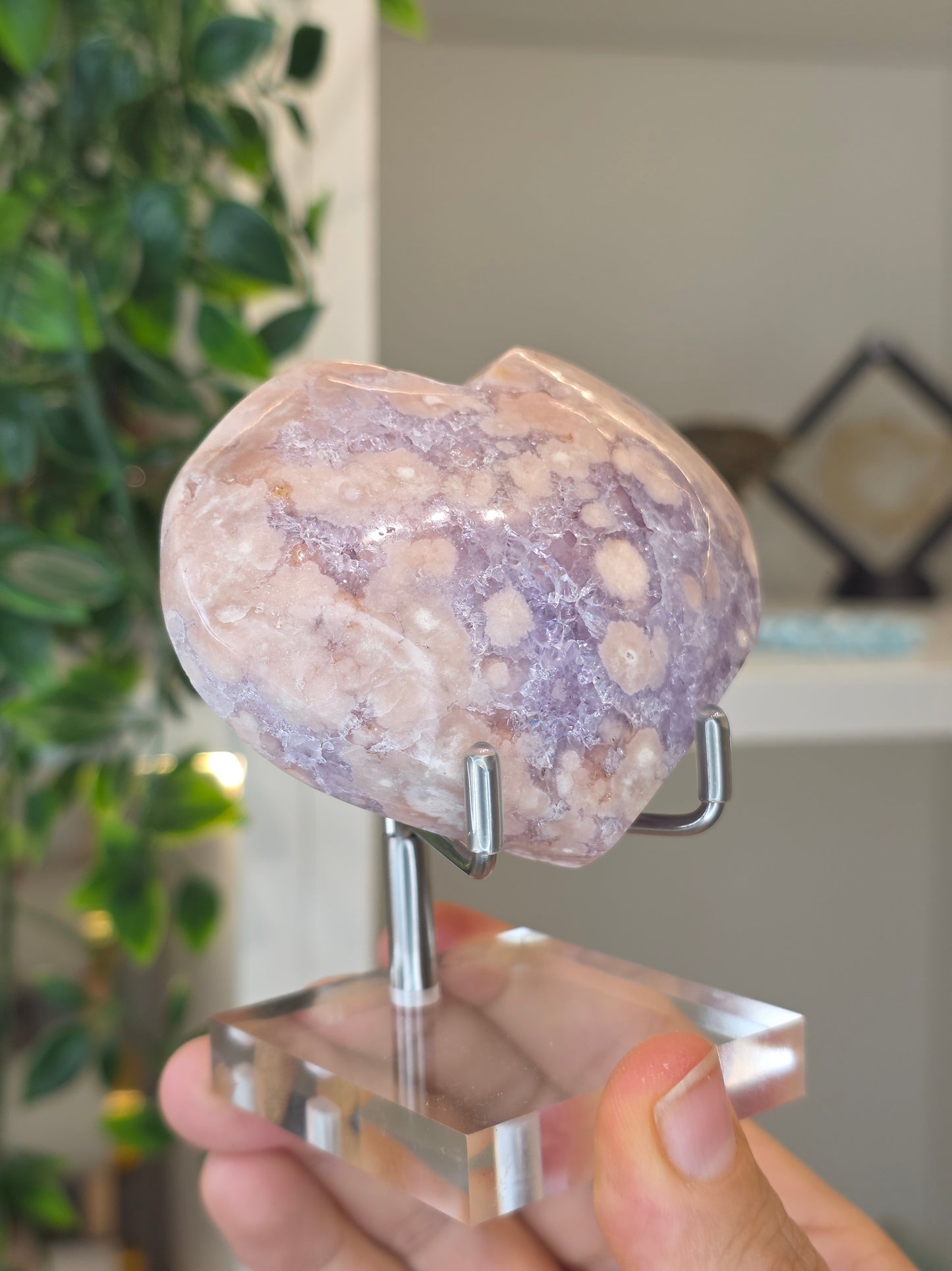 High Grade Madagascan Pink Amethyst Heart (with stand) - D