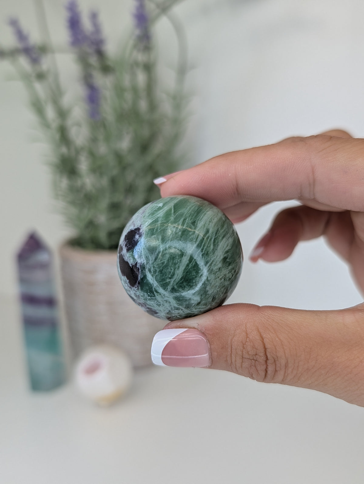 Green Kammererite Spheres from India