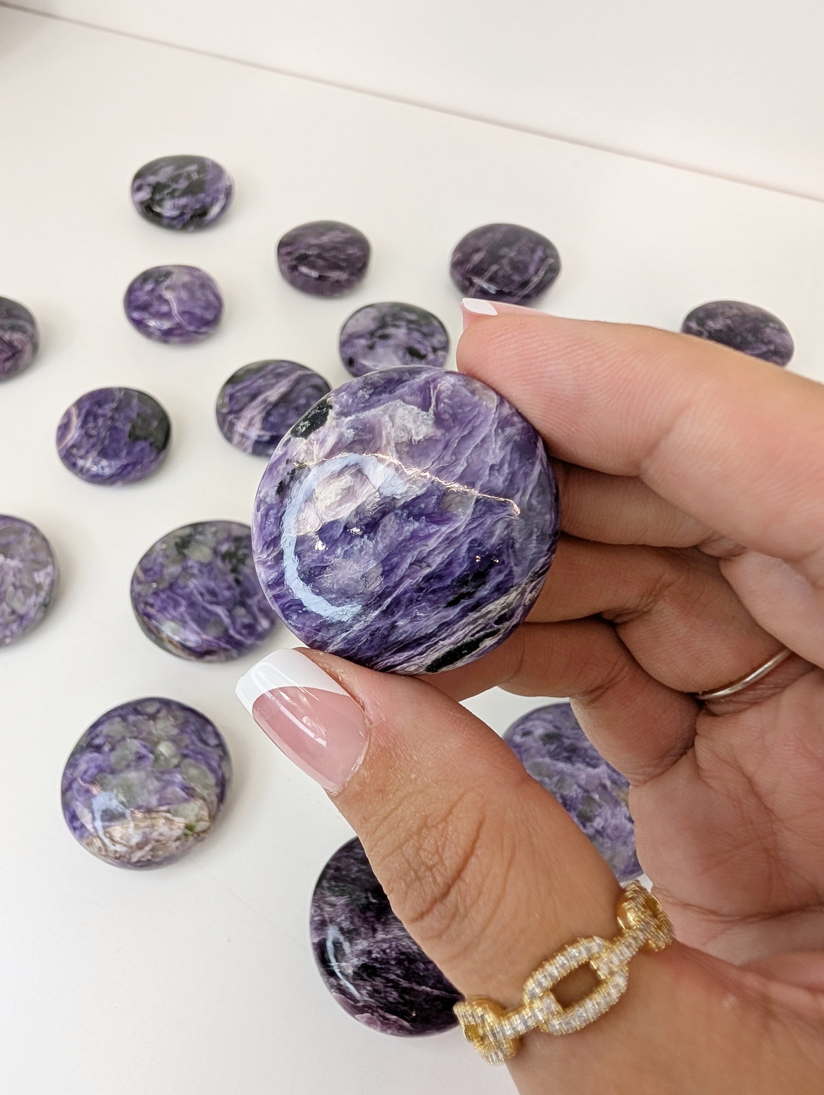 Intuitively Chosen Russian Charoite Button Flat Stones