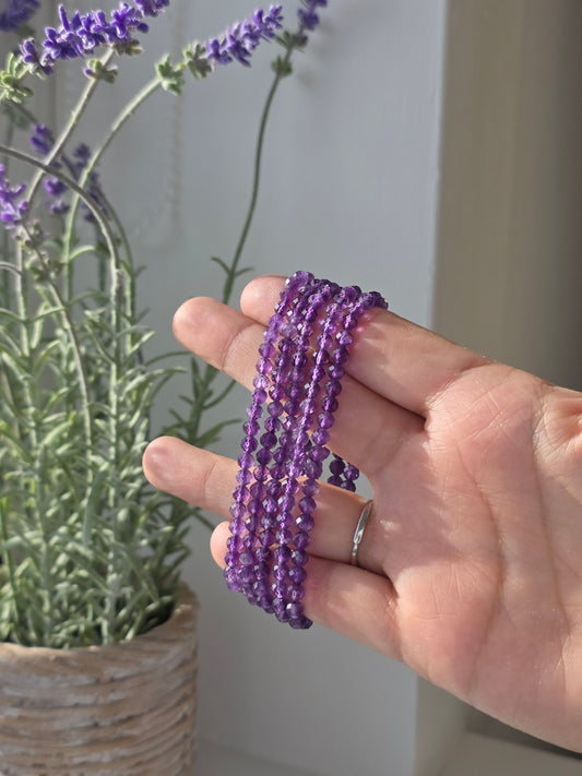 Amethyst - Round Facetted Bracelet 4mm