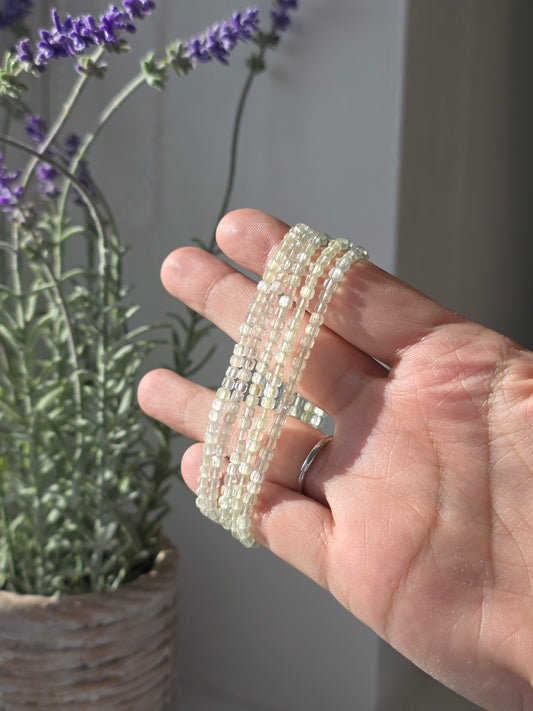 Prehnite - Cubic Facetted Bracelet 3mm