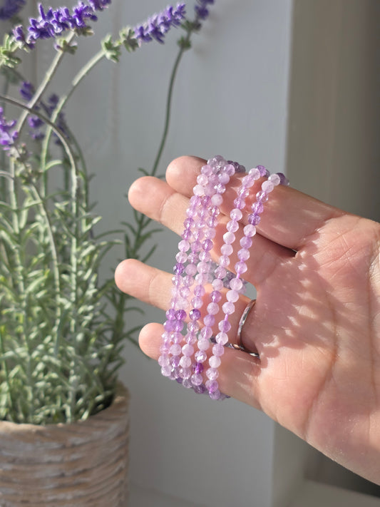 Lavender Amethyst - Round Facetted Bracelet 4mm