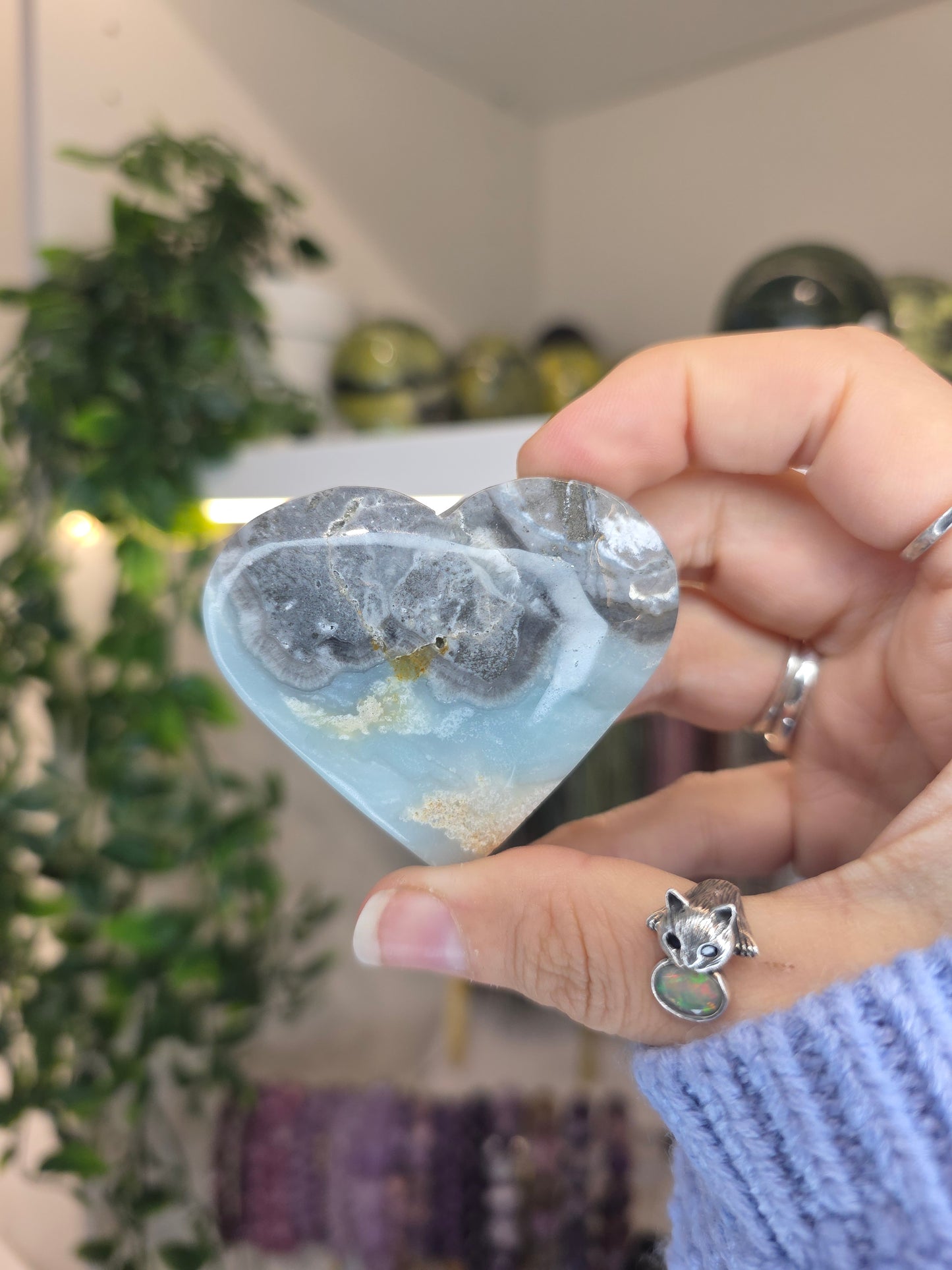 Blue Aragonite Hearts