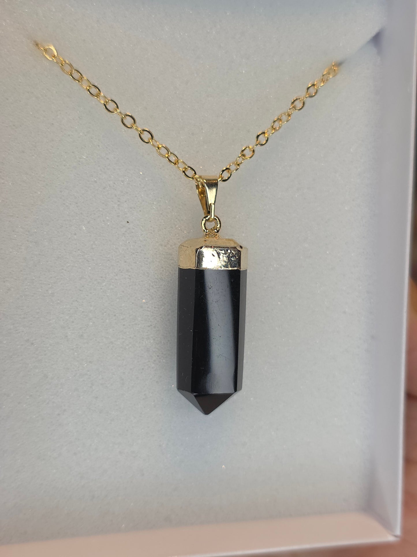 18ct Gold Plated Brazilian Obsidian Necklace E