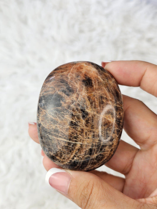 Black Moonstone Palm Stone - MAS0772