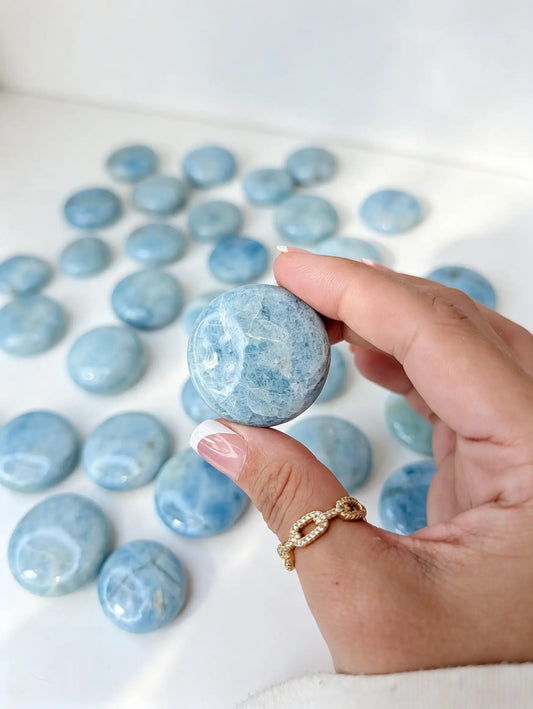 Intuitively Chosen Pakistan Aquamarine Button Flat Stones