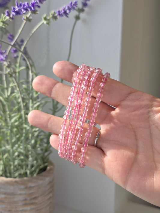 Strawberry Quartz - Cubic Facetted Bracelet 4mm