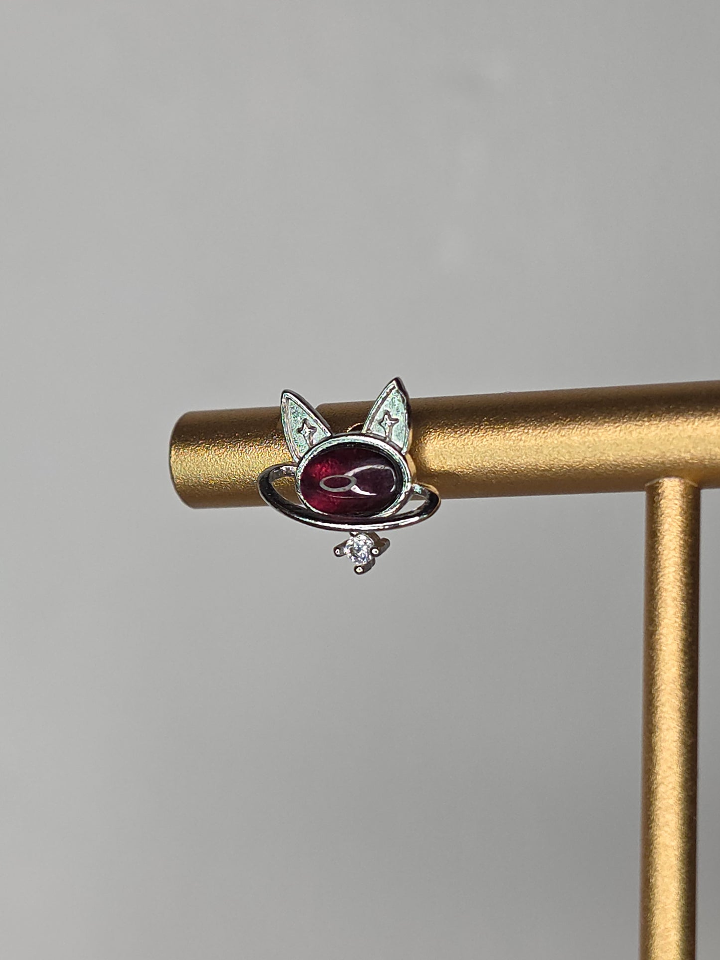 Red Mica Space Cat Earrings with S925 Posts