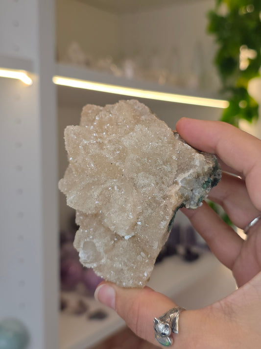 Sugary Dogtooth Calcite with Heulandite and Stilbite from Madhya Pradesh, India - F