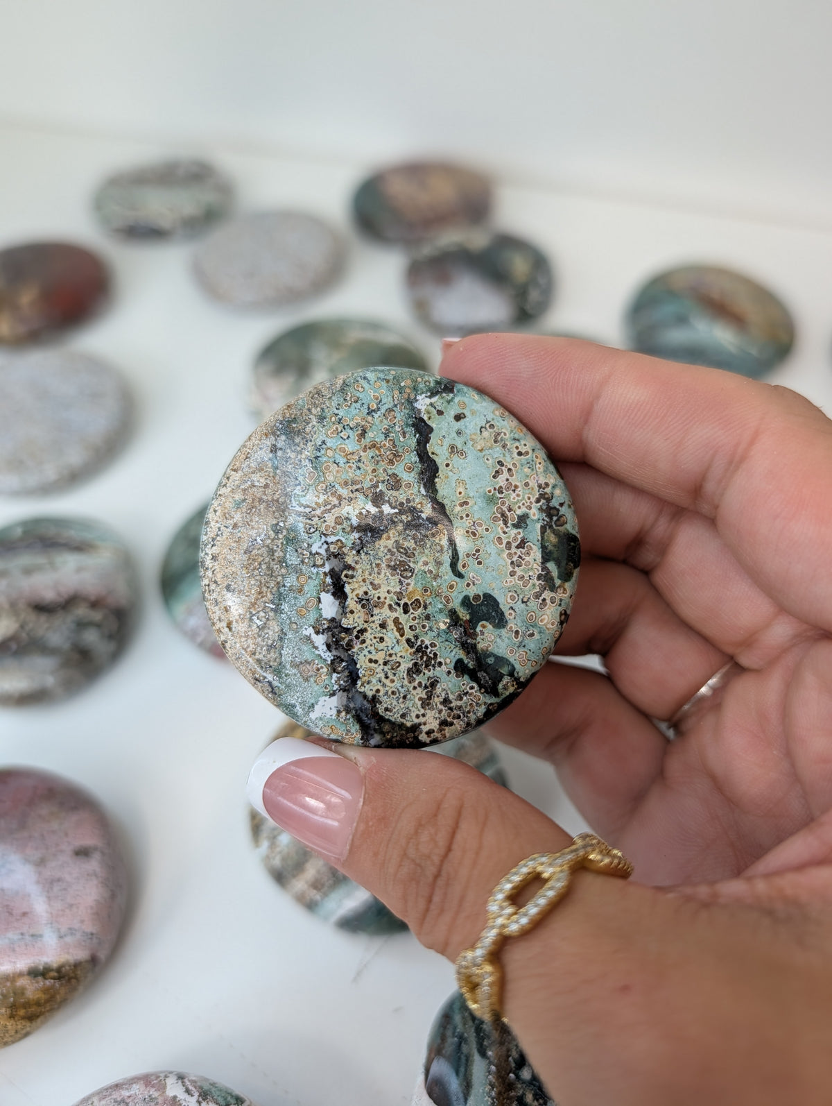Indian Sea / Unicorn Jasper Round Palm Stone