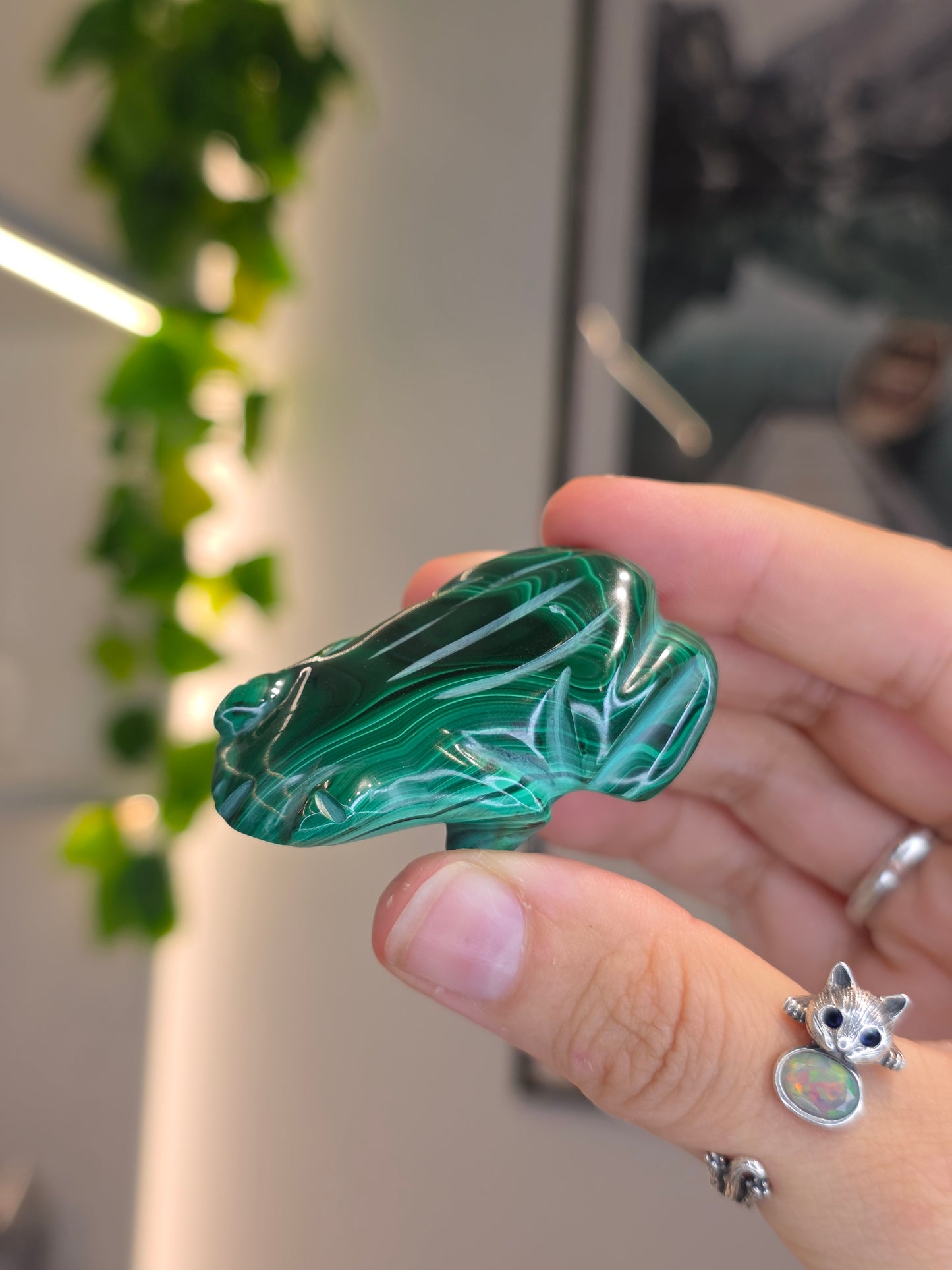 Malachite Frog Carving - B