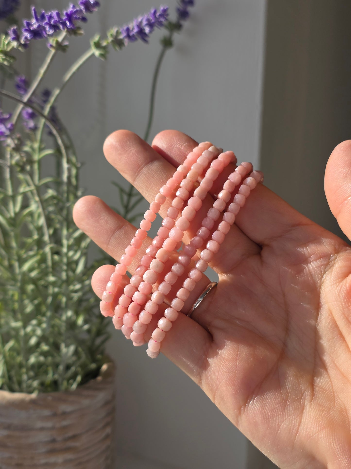 Pink Opal - Cubic Facetted Bracelet 4mm