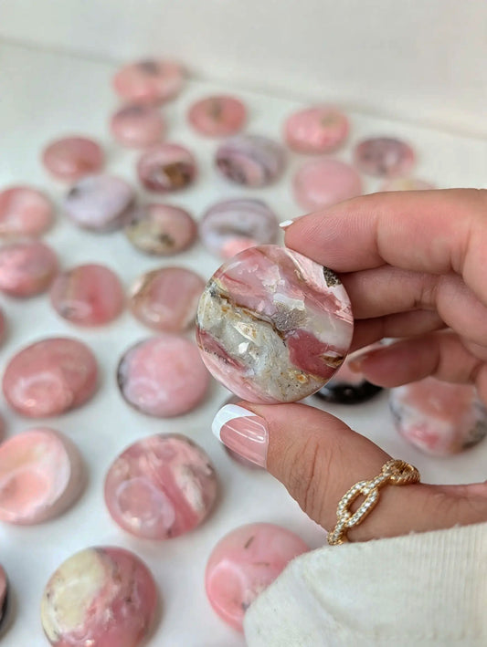 Intuitively Chosen Peruvian Pink Opal Button Flat Stones