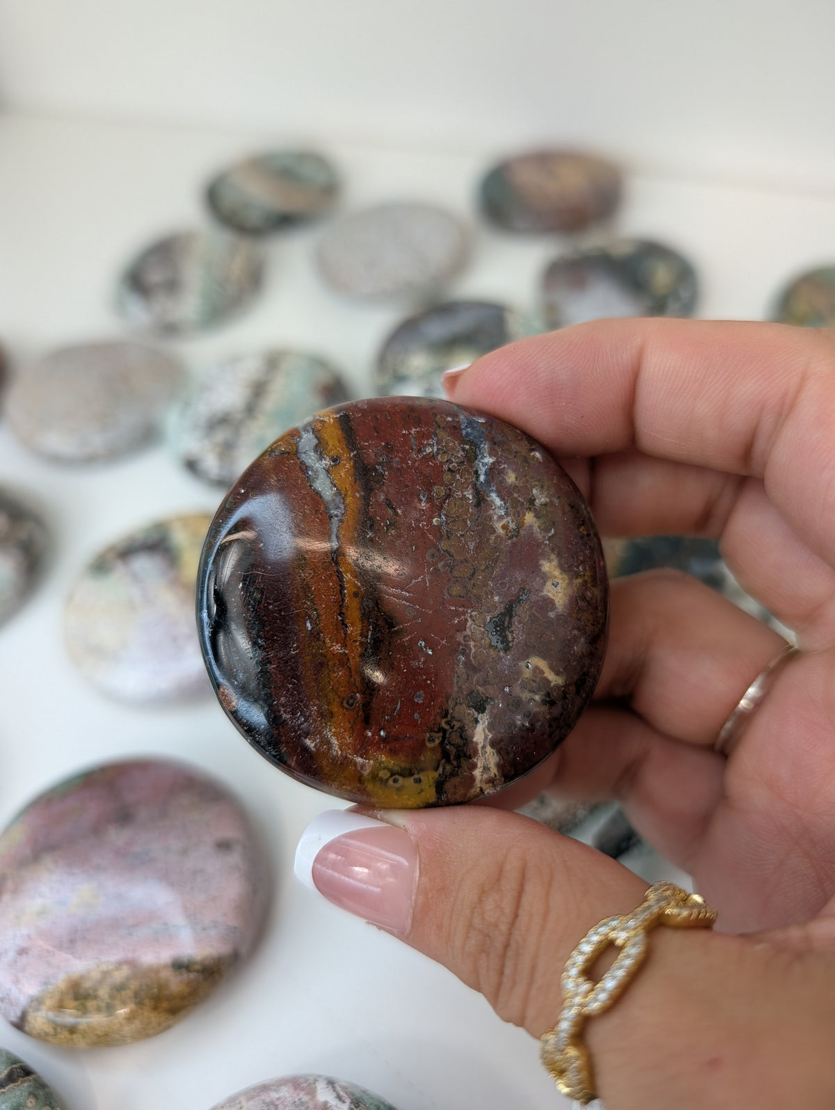 Indian Sea / Unicorn Jasper Round Palm Stone