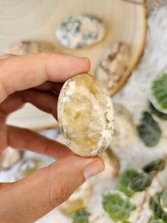 Stilbite with Heulandite Palm Stone - MAS0589