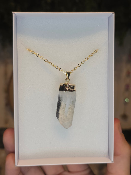 18ct Gold Plated Brazilian Lemurian Quartz Necklace F