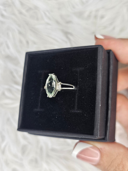 S925 Silver Adjustable Green Quartz Ring - MAS0935