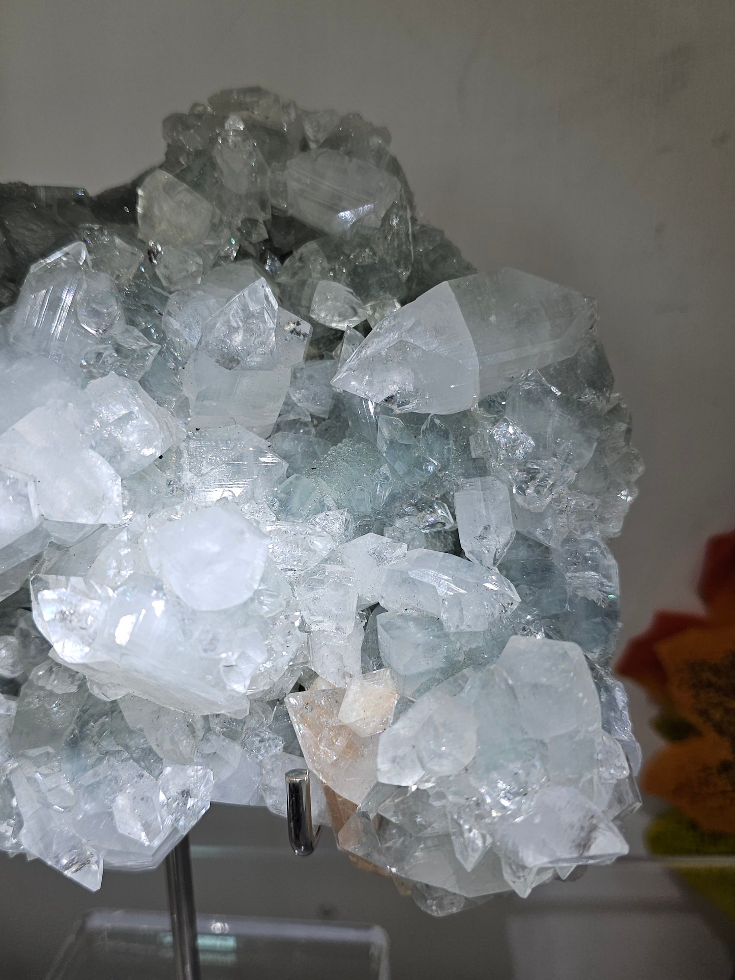 Diamond Apophyllite on Blue Chalcedony with Stilbite from India - MAS2441