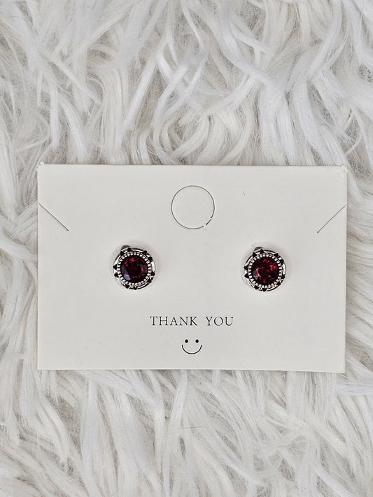 S925 Silver Garnet Earrings - MAS0855