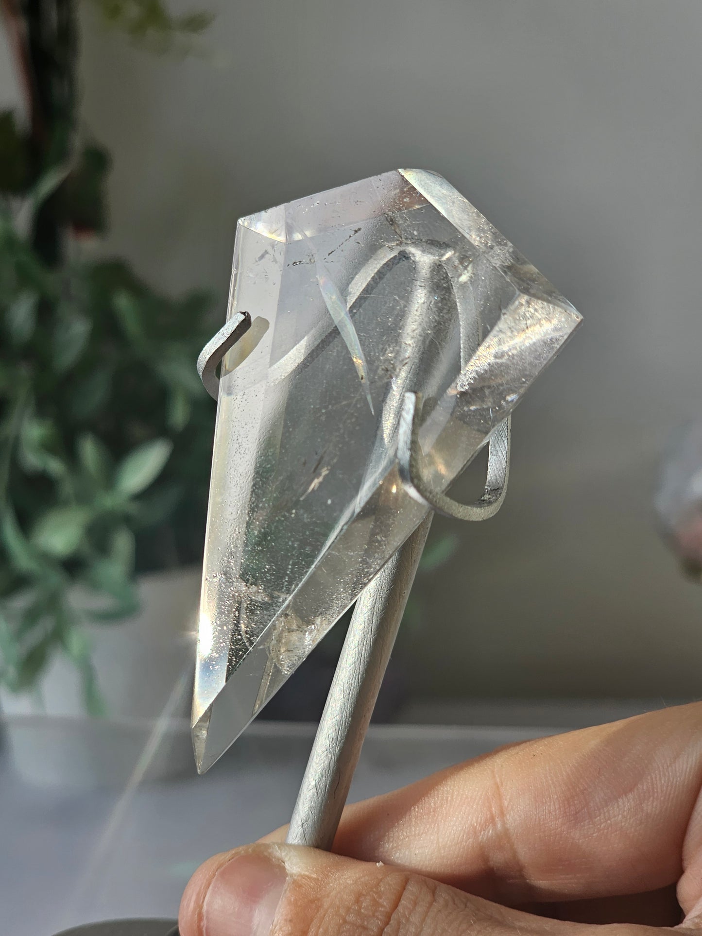 Clear Quartz Diamond on Custom Stand - MAS0823