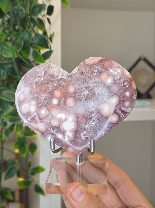 High Grade Madagascan Pink Amethyst Heart (with stand) - B