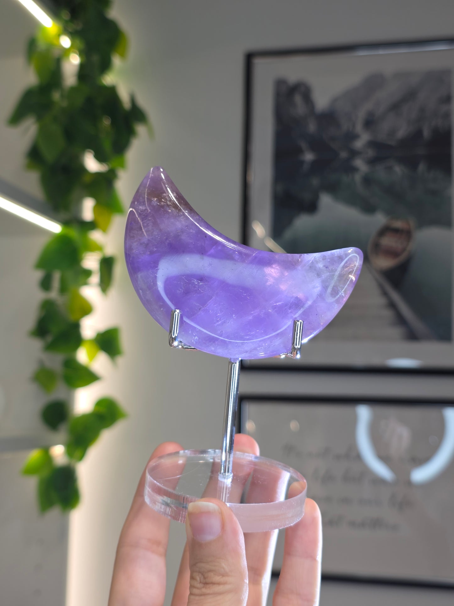 Ametrine (Amethyst with Citrine) Moon with stand - B