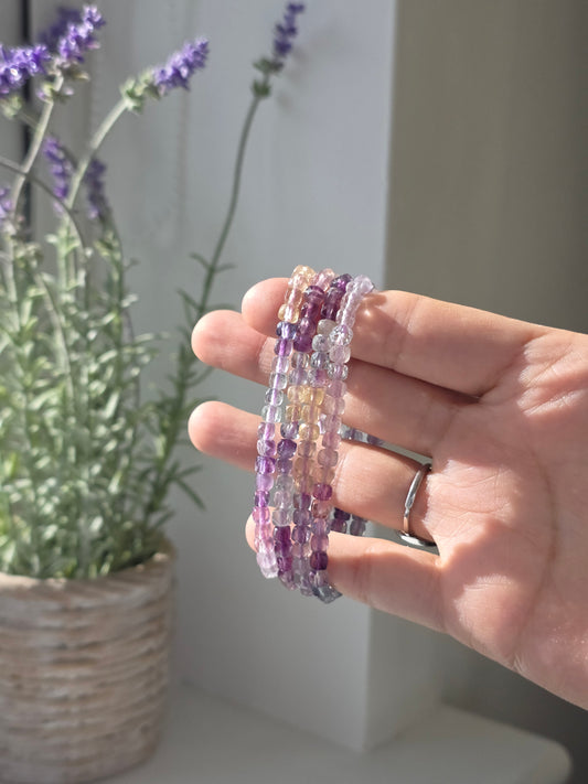 Fluorite - Cubic Facetted Bracelet 4mm