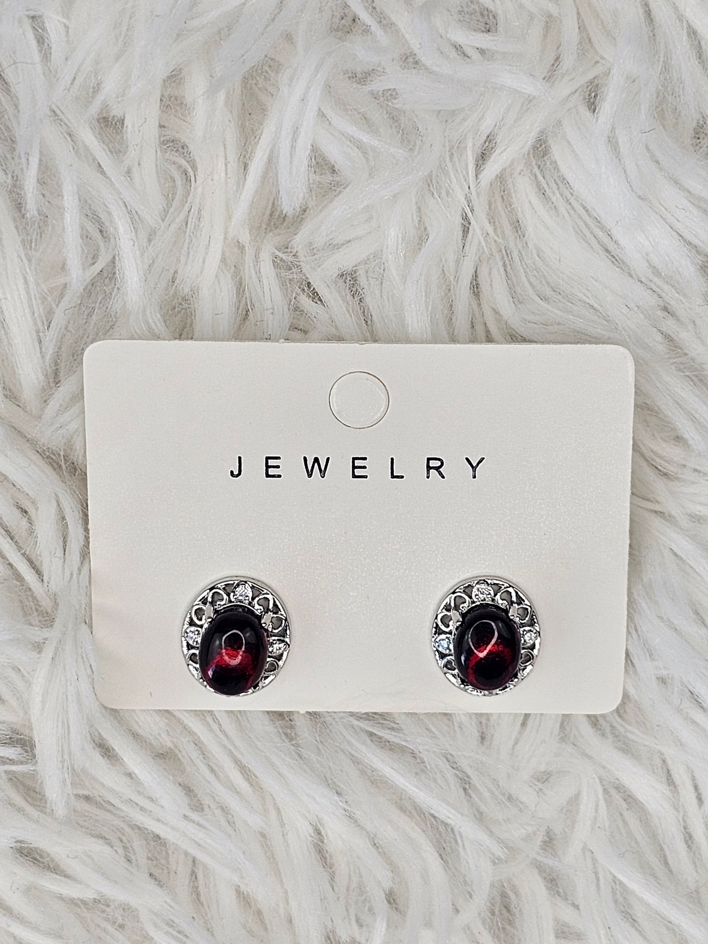 S925 Silver Blood Amber Earrings - MAS0882
