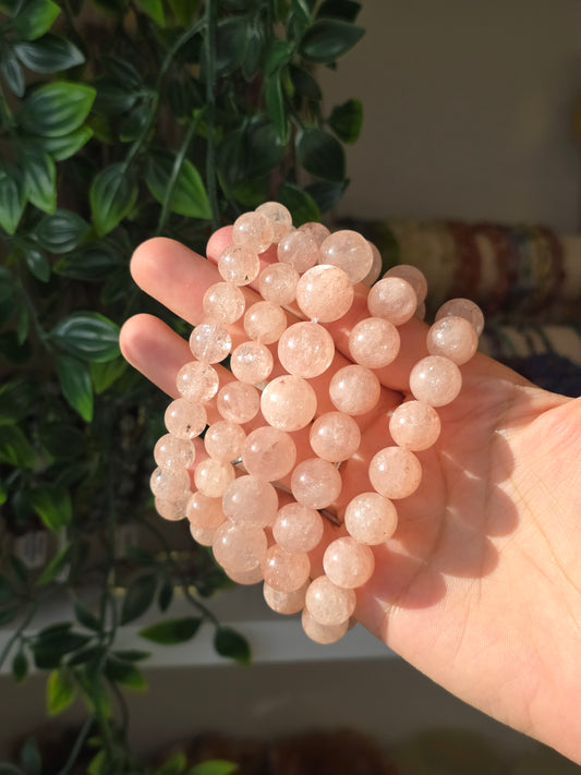 Pink Himalayan Quartz - Round Bead Bracelet Various Sizes
