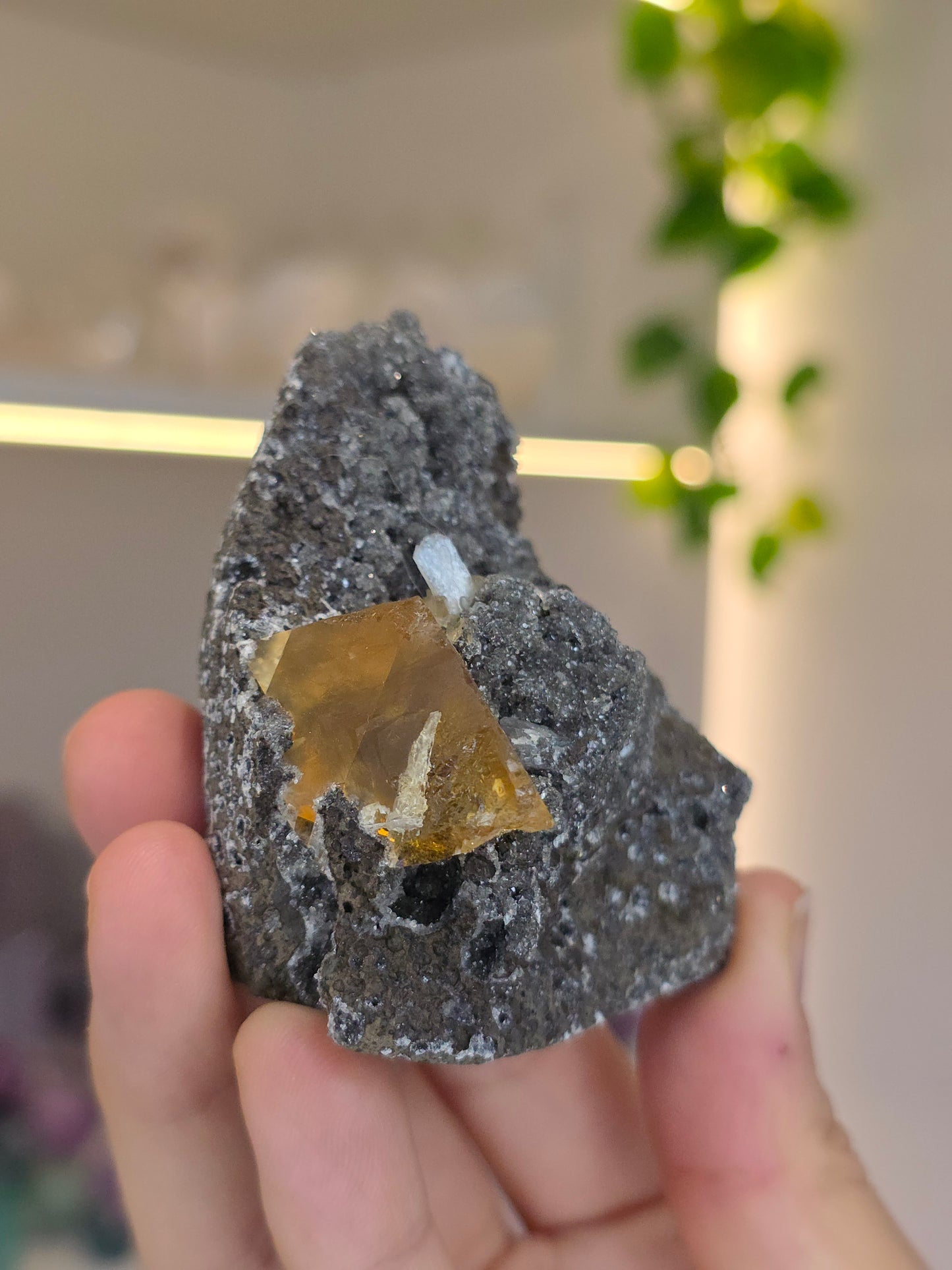 Honey Calcite on Black Chalcedony with Stilbite (U) from Madhya Pradesh India