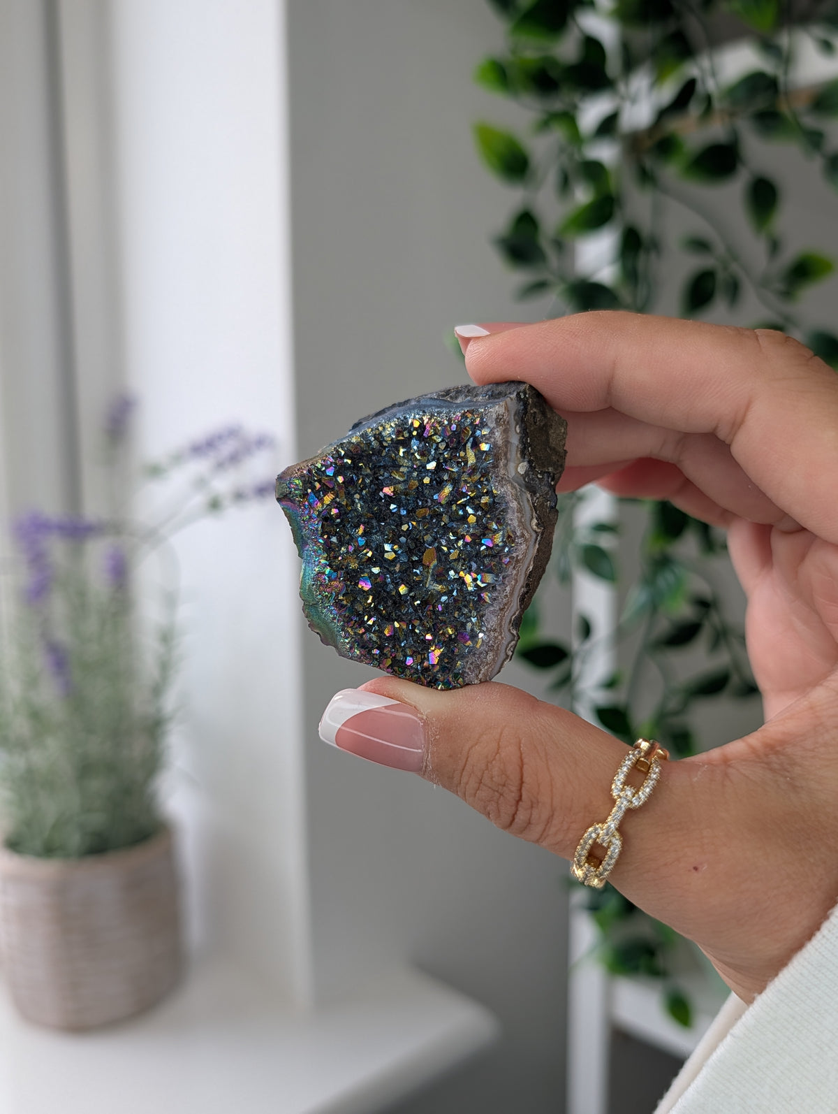 Brazilian Titanium Aura Amethyst Clusters