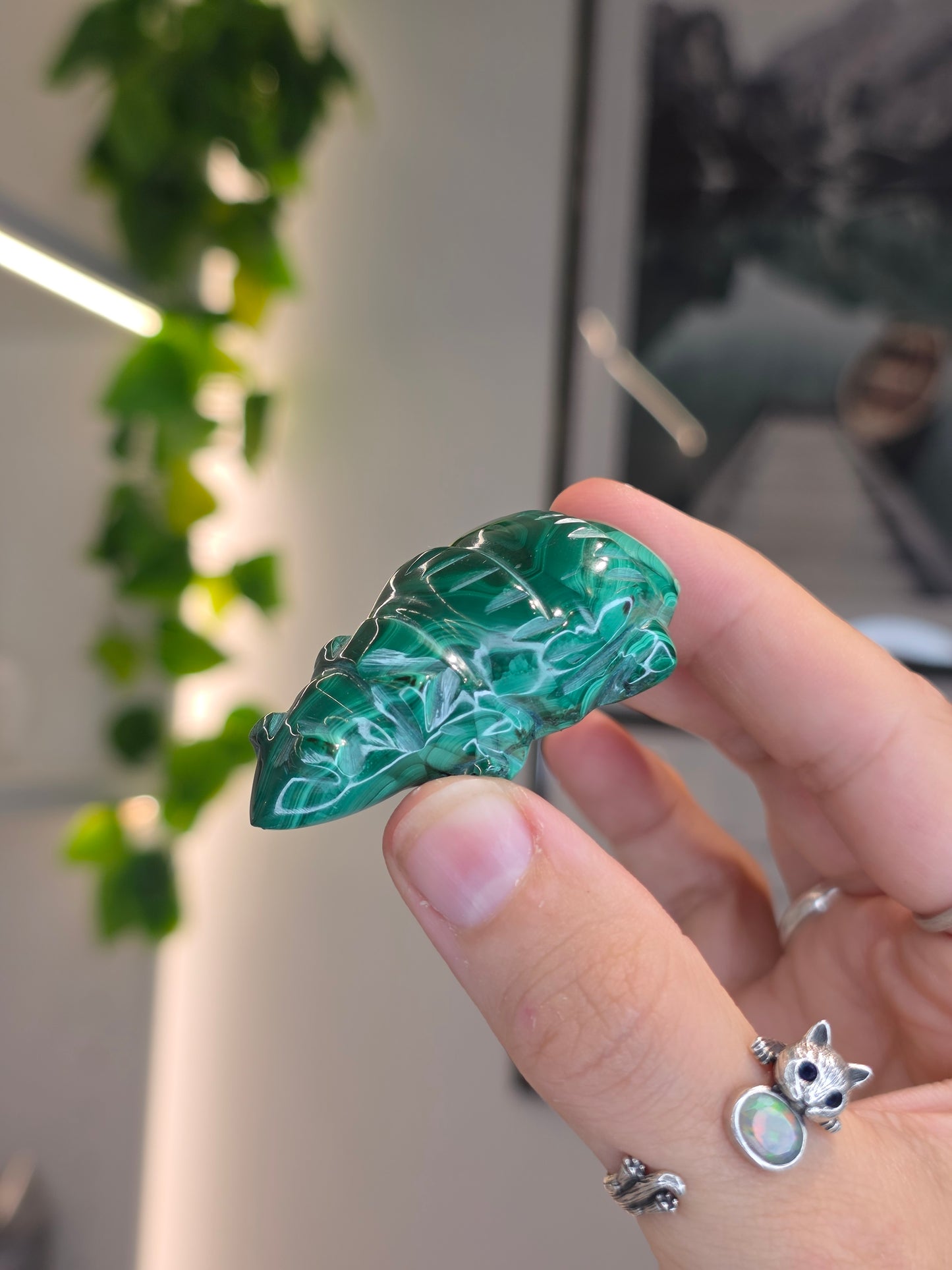 Malachite Turtle Carving - F