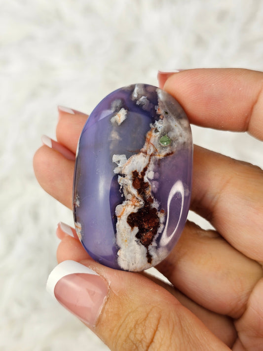 Blue Flower Agate Palm Stone - MAS0800