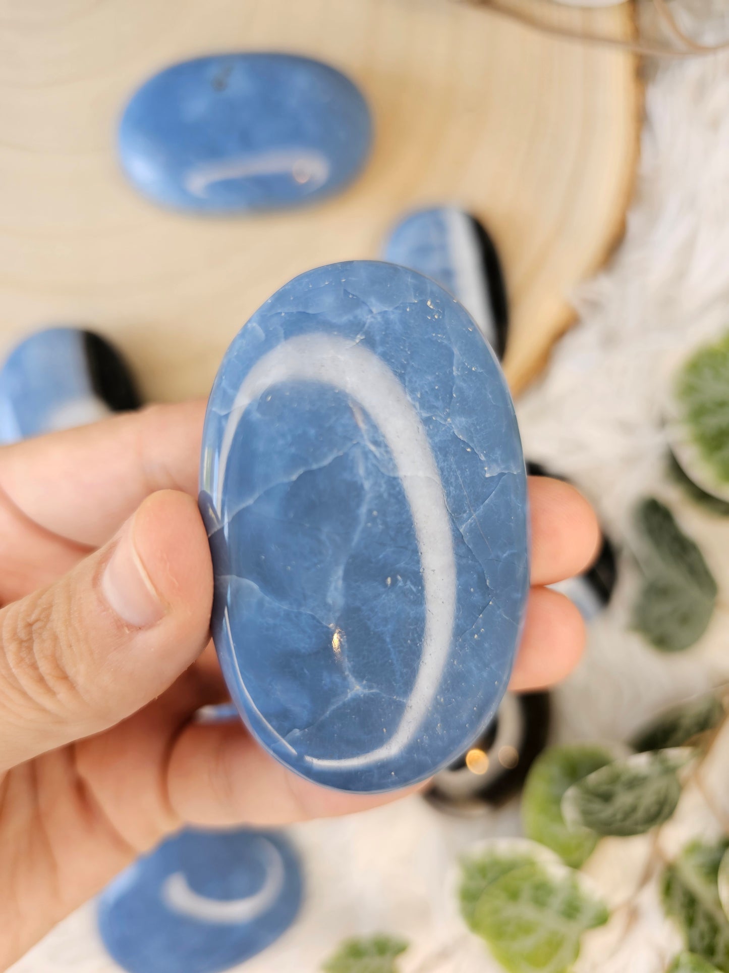 Blue Opal Palm Stone - MAS0583