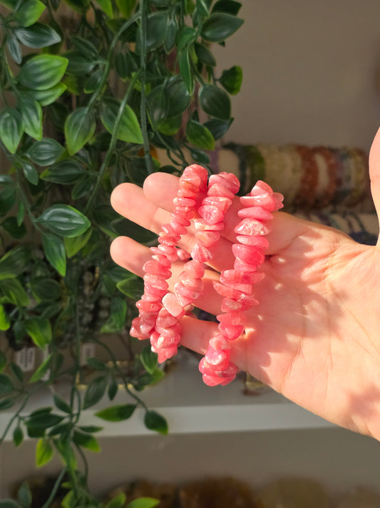 Rhodochrosite - Chunky Chip Bead Bracelet 16mm