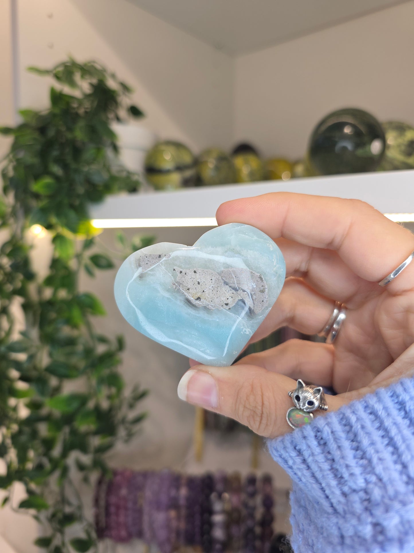 Blue Aragonite Hearts