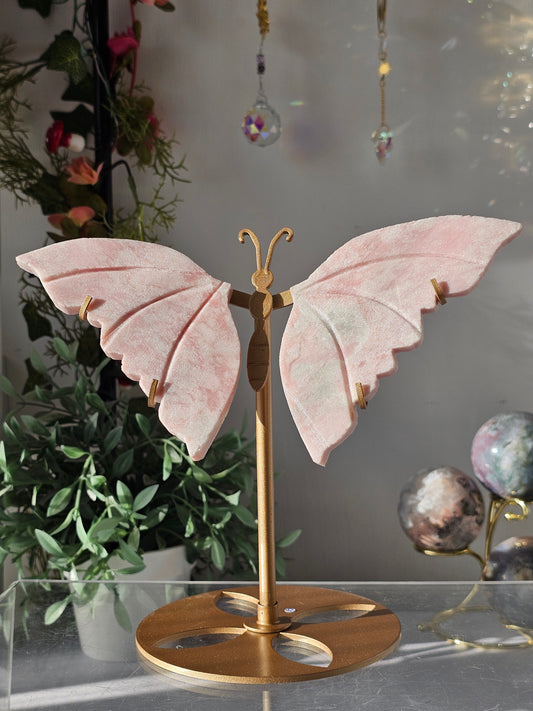 Pink Opal Butterfly Wings on Custom Stand - MAS0818