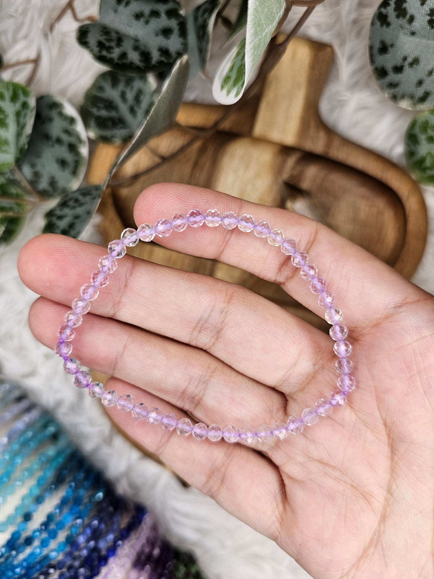 4mm Facetted Amethyst, Aquamarine, Blue Lace, Ruby Zoisite, Lapis Lazuli, Sodlite, Tourmaline, Lepidolite, Malachite, Apatite, Amazonite Moonstone Bracelet - MAS0991