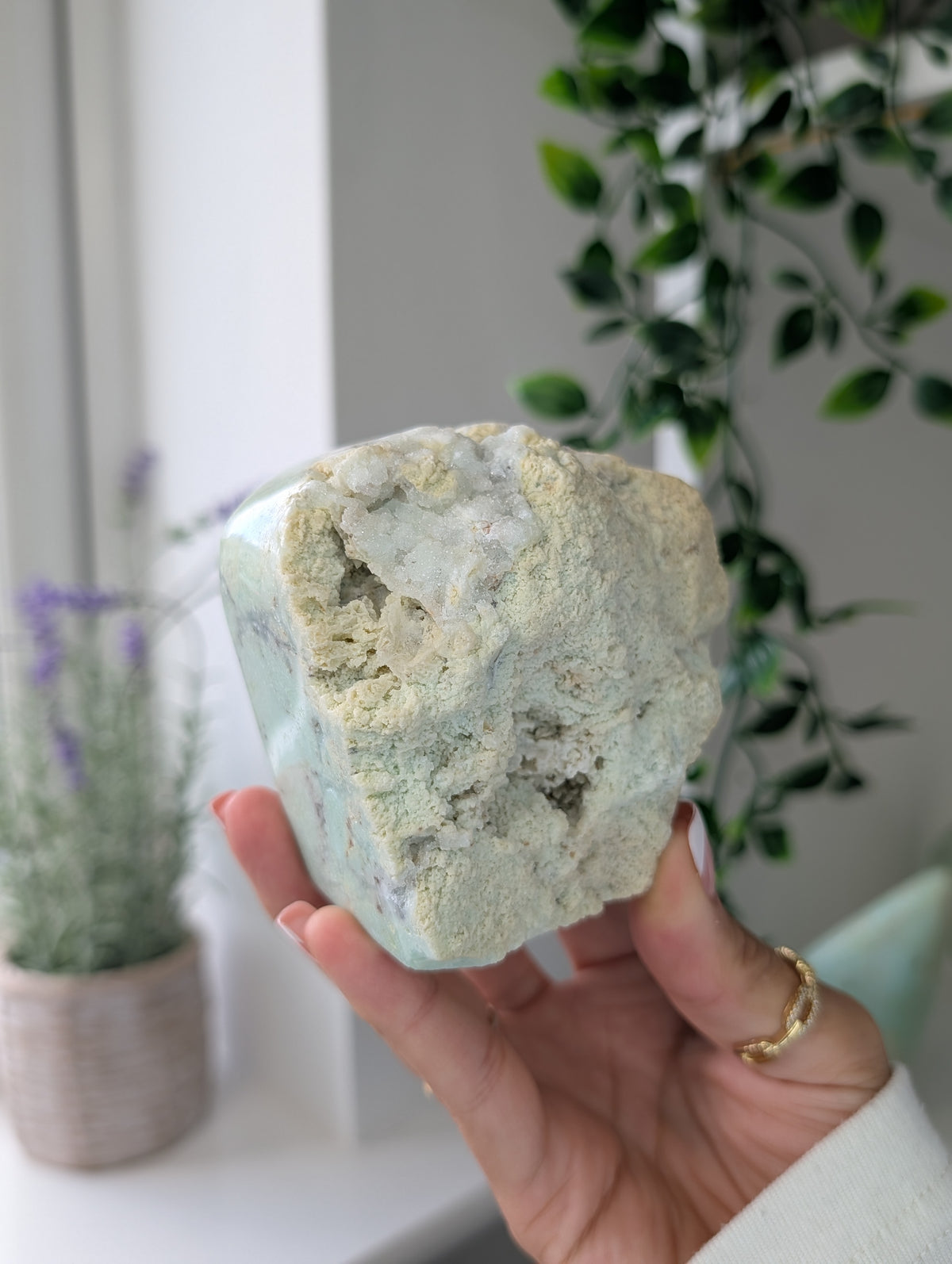 High Grade Indonesian Chrysoprase Half Polished Half Raw Freeform