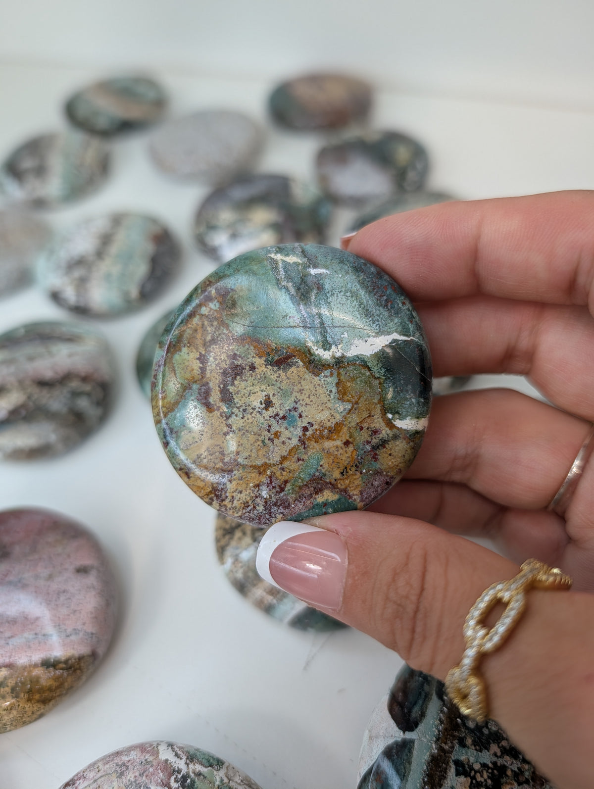 Indian Sea / Unicorn Jasper Round Palm Stone
