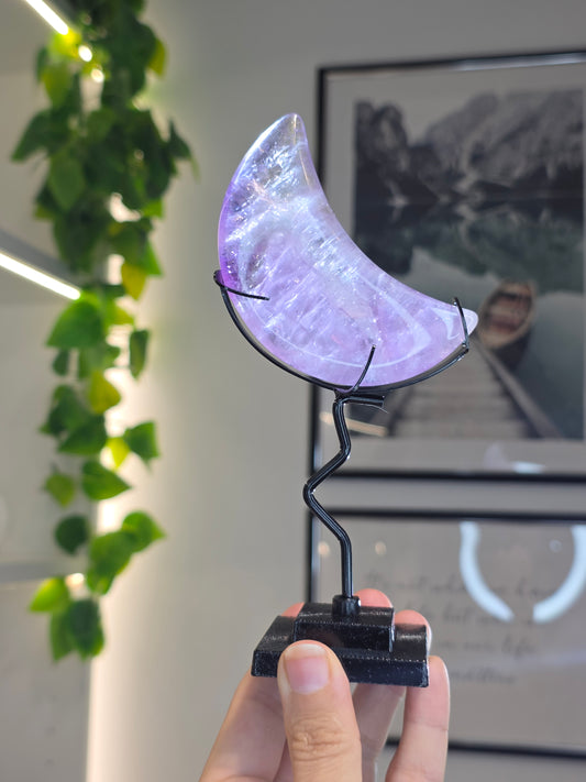 Lavender Amethyst Moon with stand - G