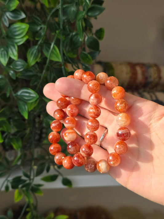 Sunstone - Round Bead Bracelet 12mm