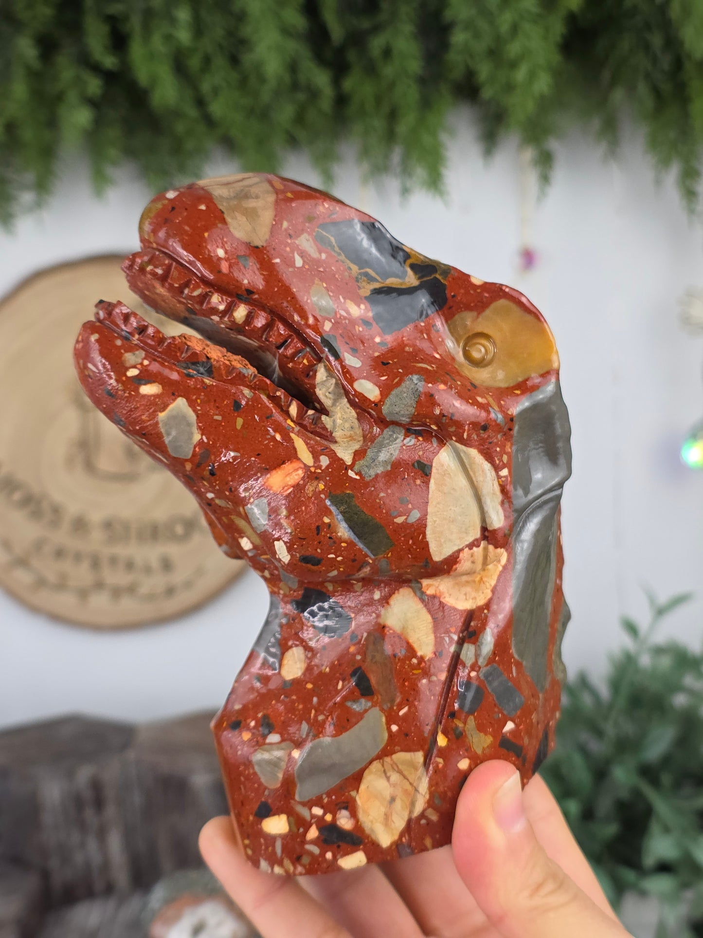 Red Jasper / Red Pudding Stone T-Rex Dinosaur Carving