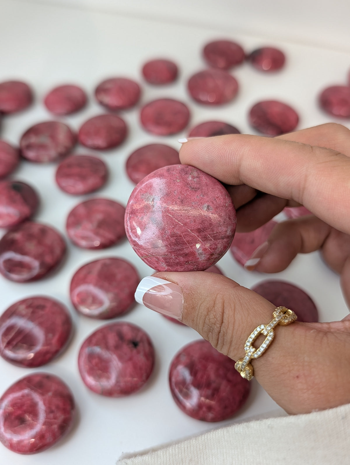 Intuitively Chosen Norway Thulite Button Flat Stones