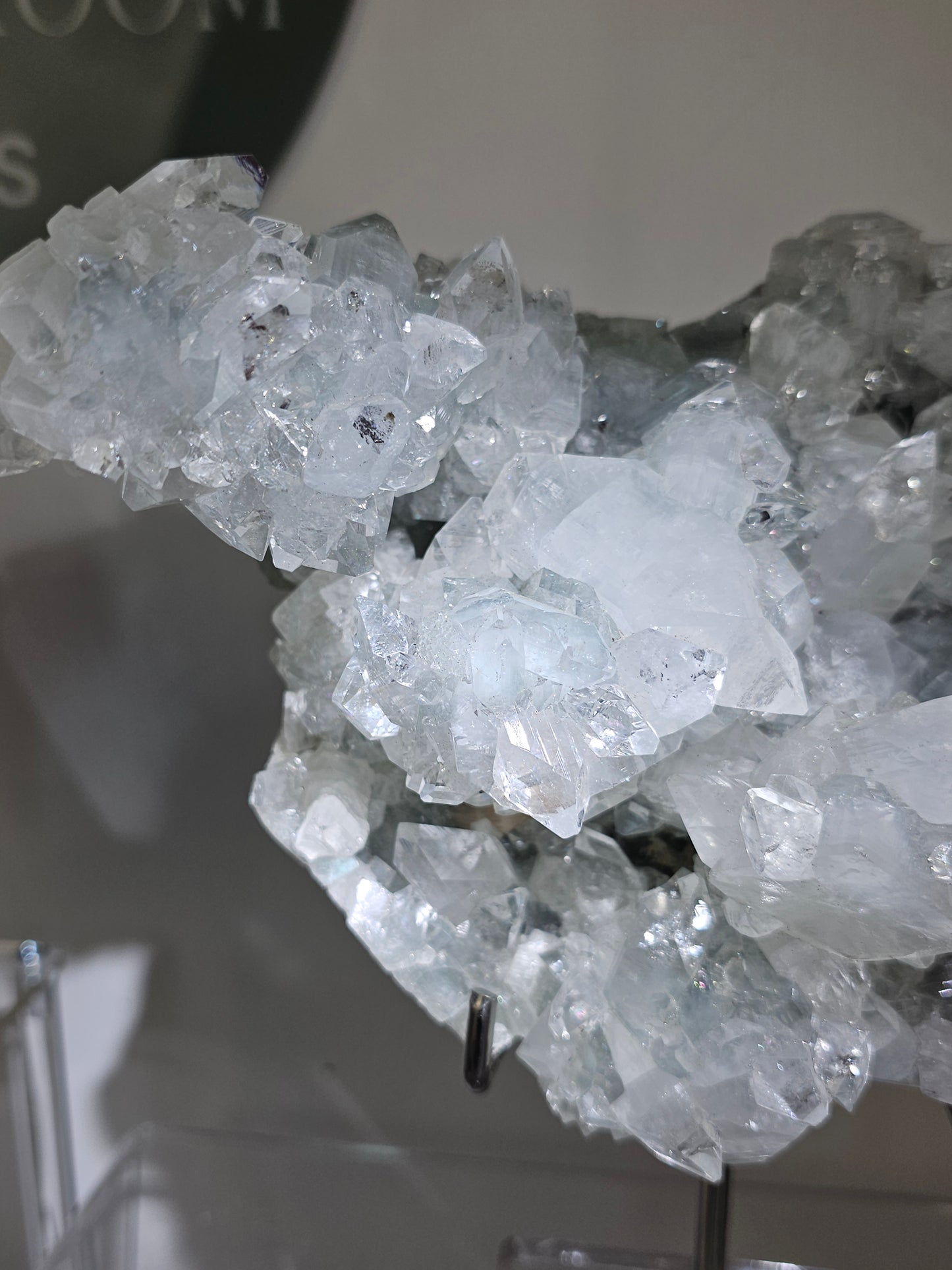 Diamond Apophyllite on Blue Chalcedony with Stilbite from India - MAS2441