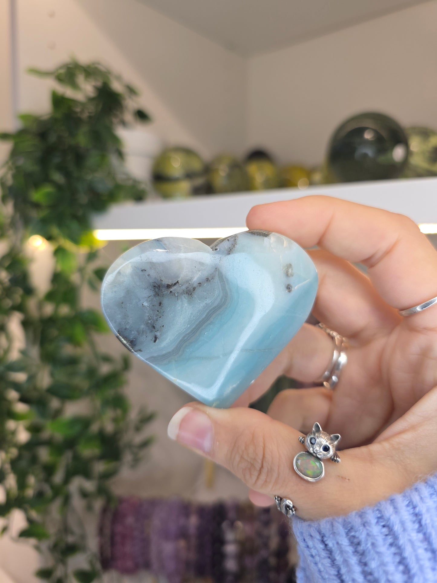 Blue Aragonite Hearts