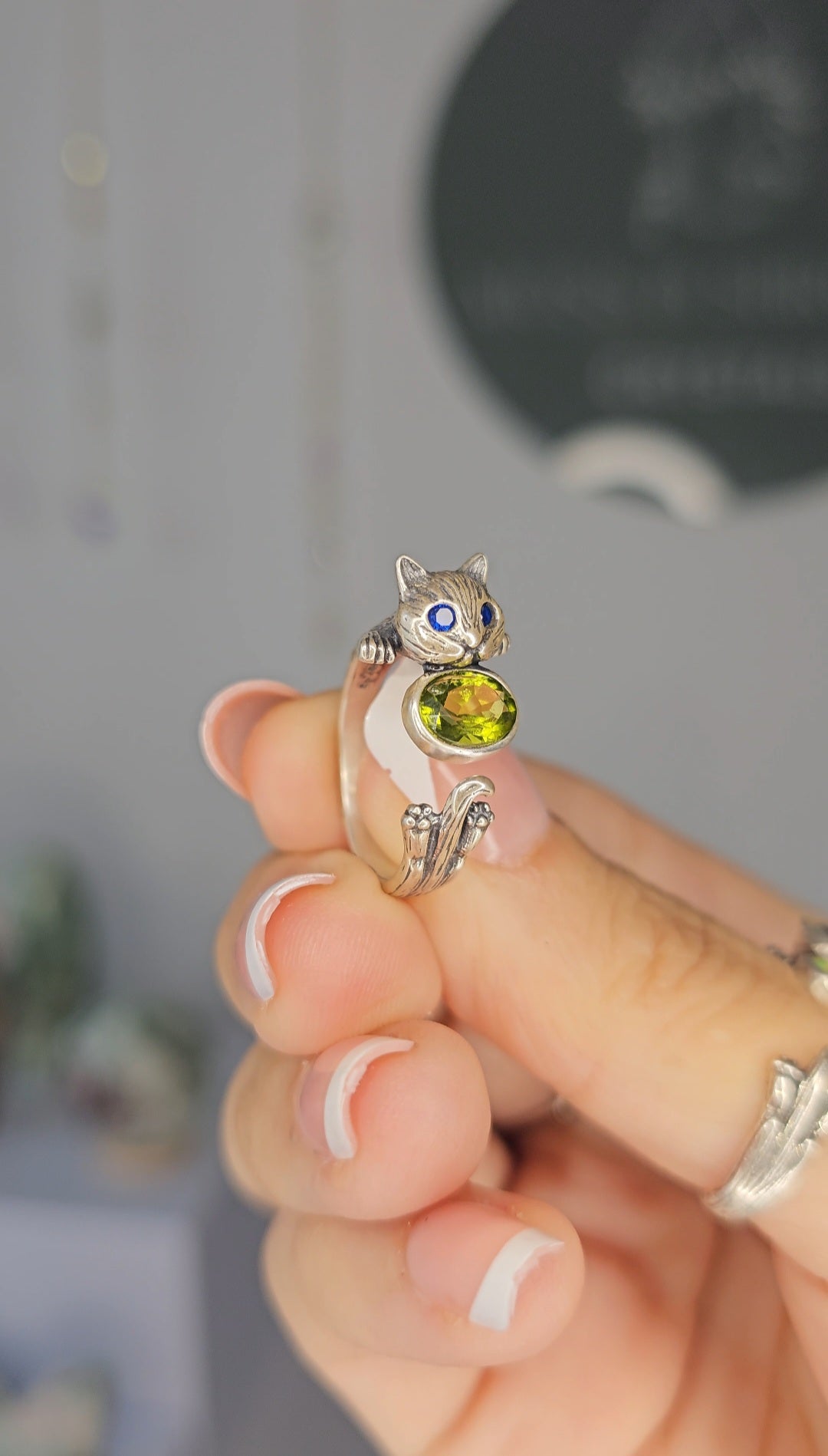 S925 Silver Adjustable Cat Ring - MAS0657